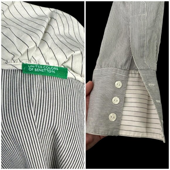 frilly pinstripe ruffle button up office wear shirt - Picture 5 of 8